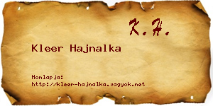 Kleer Hajnalka névjegykártya